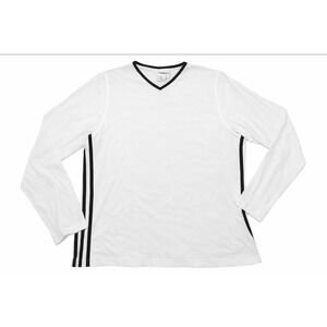 VINTAGE Adidas White And Brown Sweatshirt 90s Embroidered V Neck Logo Women's XL